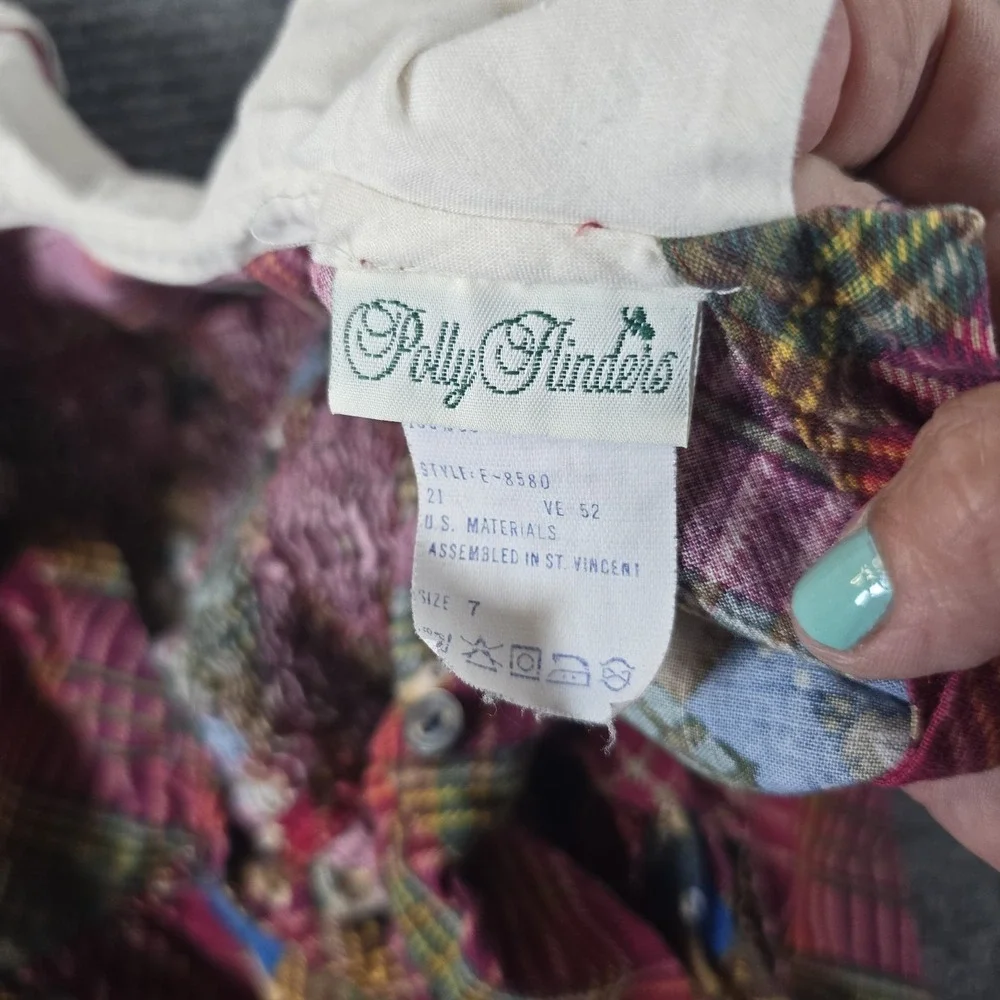 Vintage Polly Flinders Dress Size 7‎ Red Csts Smocked Ruffled Peter Pan Collar